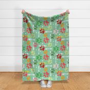 pawty time – paw prints on jade green | large