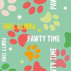 pawty time – paw prints on jade green | large