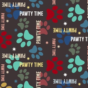 pawty time – paw prints on brown | medium