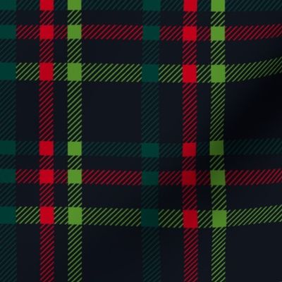 Holiday Tweed check plaid-red green on dark