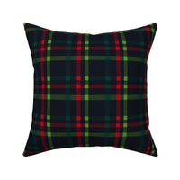 Holiday Tweed check plaid-red green on dark