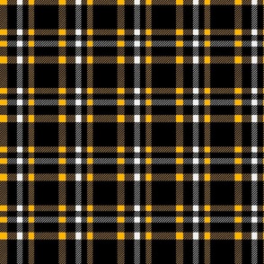 Tweed check plaid - yellow on black