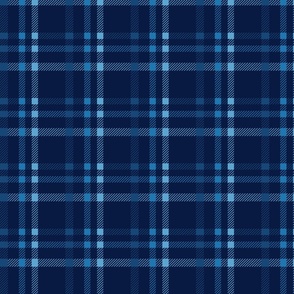 Tweed check plaid- blue on navy