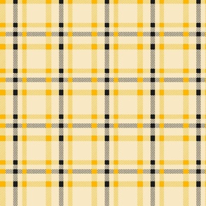 Tweed check plaid - black and yellow on yellow