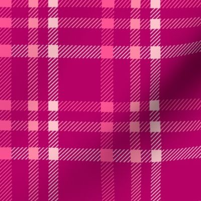 Tweed check plaid - bright pink on fuchsia