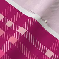 Tweed check plaid - bright pink on fuchsia