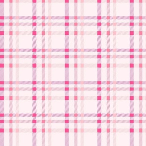 Tweed check plaid - pink on pastel pink