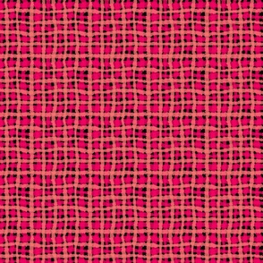 Crazy Tweed check plaid - pink on black