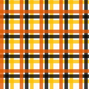 Tweed check plaid - orrange black yellow