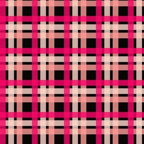 Tweed check plaid - pink on black