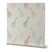 Multicoloured Giraffe, kids room fabric, nursery decor fabric, baby wear fabric