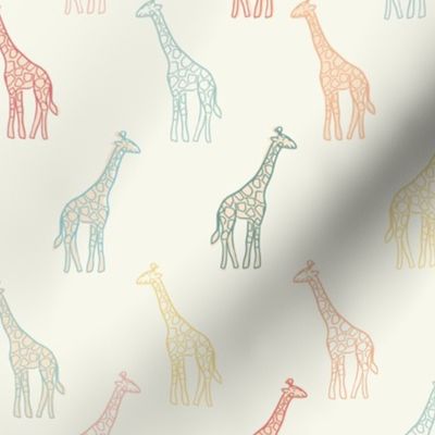 Multicoloured Giraffe, kids room fabric, nursery decor fabric, baby wear fabric