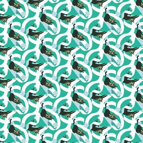 Small scale • Cats & Toilet Paper - turquoise background