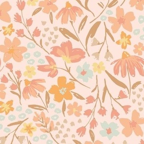 Spring Blooms-Small-Coral-light-pink-aqua-Multi-Hufton-Studio