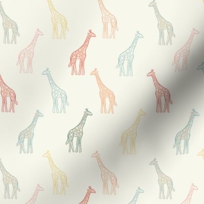 Colourful Giraffe's on cream