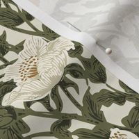 Tangled garden - white, off-white and olive green // small scale