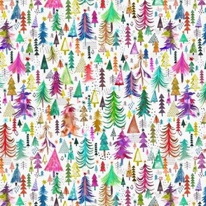 Colorful christmas Trees Merry and Bright Holiday Fabric Micro