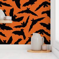 large scale - Dark bats - orange background 