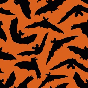 large scale - Dark bats - orange background 