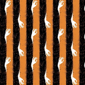 Stripe Creepy Halloween Hands - Orange - Medium