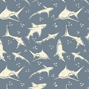 Sharks on blue 6x6 