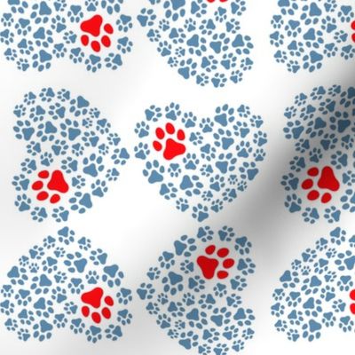 Pawprint of love - blue and red/medium