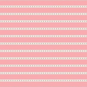 Polka Dot Horizontal Stripe Gold Dots on a White Band Over Medium Pink Background in 3 inch Repeat