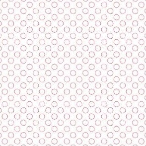 Geometric Dark Pink Dotted Circles on a White Background with Small Scale 1.5 inch Repeat