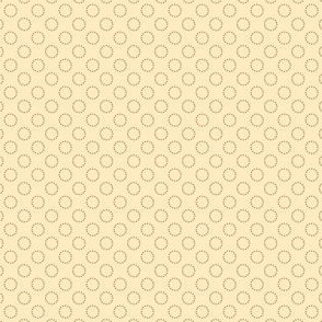 Small Geometric Gold Dotted Circles on a Solid Light Yellow Gold Background with1.5 inch Repeat