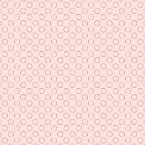 Small Geometric Gold Dotted Circles on a Solid Lightest Pink Background with1.5 inch Repeat