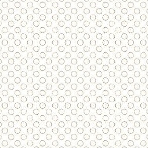 Geometric Dotted Circles Gold on White 1.5 inch Repeat