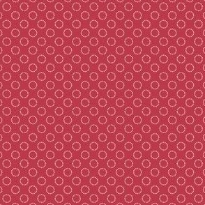 Small Geometric Light Pink Dotted Circles on a Solid Deep Darkest Pink Background with1.5 inch Repeat