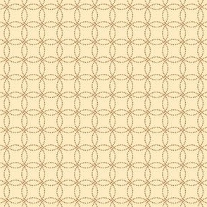 Geometric Dotted Floral Tile Pattern in Gold on a Solid Light Yellow Gold Background with 2 inch Repeat