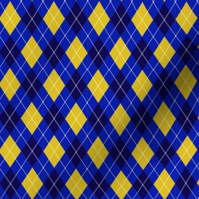 Blue and gold argyle fabric
