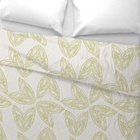cream chartreuse green block print sketchy fluers and hearts
