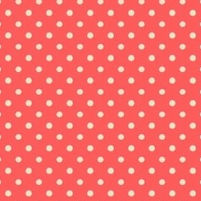 Bright Coral Red Spring palette cute polka dot fabric