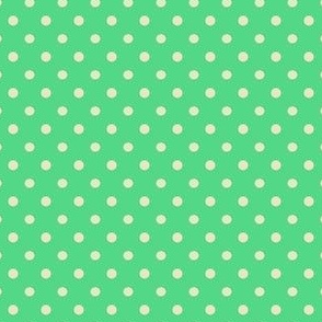 Polka dot fabric in spring palette bright green and cream
