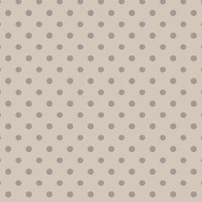 Polka dot fabric in spring palette in mushroom grey and ligth brown