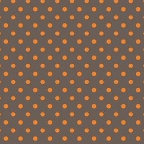 Polka dot fabric in spring palette in winter brown and orange