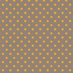Polka dot fabric in spring palette in camel grey and deep yellow