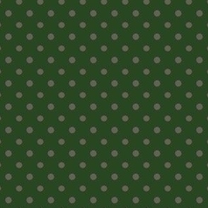 Dark Autumn green and grey polka dot fabric 