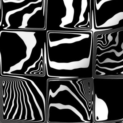 Surrealist Psychedelic Opart Molten Zebra Striped Cubes (Medium Scale)