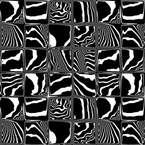 Surrealist Psychedelic Opart Molten Zebra Striped Cubes (Medium Scale)