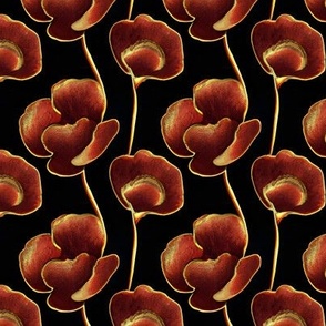 Poppies in Red, Black, and Gold
