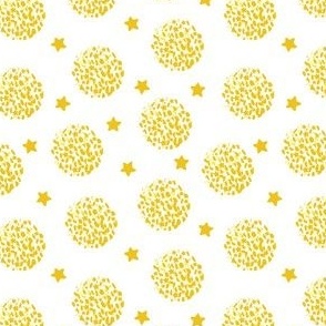 Polka-dot Goldenrod Yellow Stars on white for Happy, Bright Decor