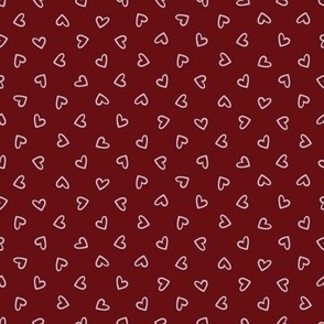 Doodle Hearts // Small // Burgundy // Ditsy Valentine