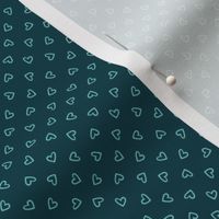 Doodle Hearts // Extra Small // Dark Teal // Heart Outline