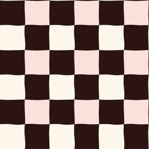 Small Dark Brown and Pink Classical Checkers inspired by Checkerboard Cookies