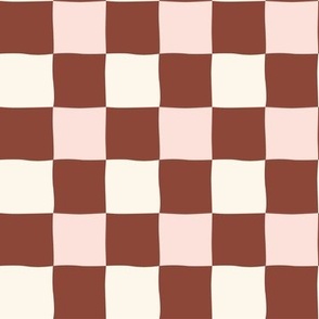 Small Chestnut Brown and Pink Classical Checkers inspired by Checkerboard Cookies