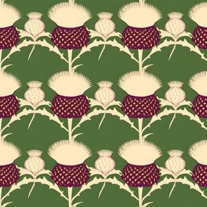 Art Nouveau Thistles in Purple and Cream